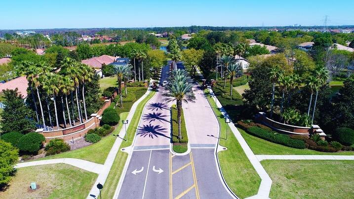 Aerial view of gated community