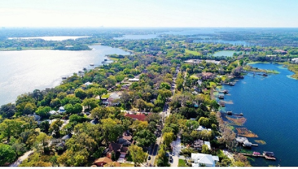 Satellite map overview of Windermere, Florida