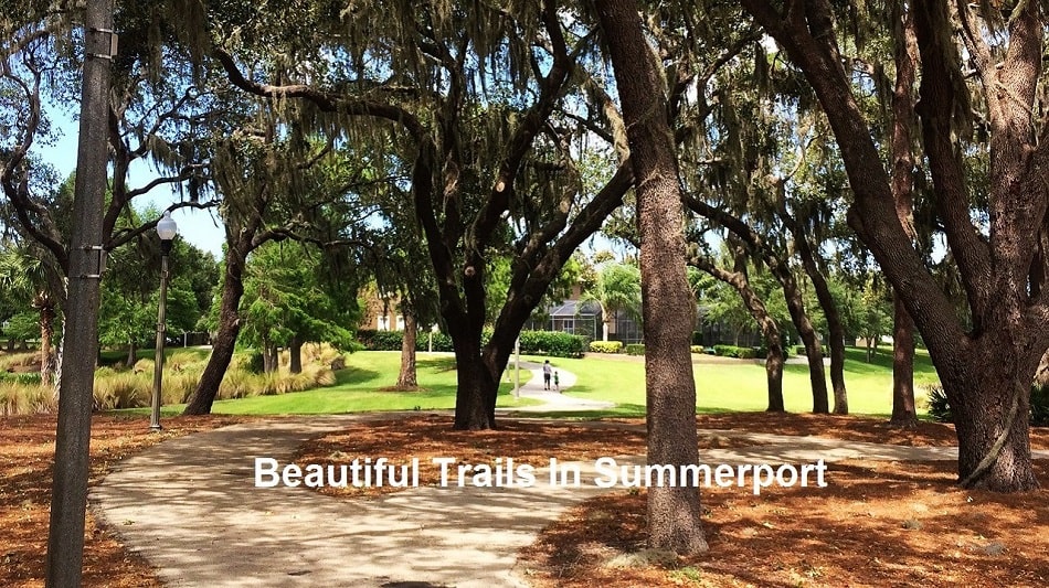 Summerport Village Center with lakes and trails